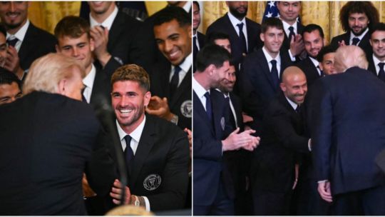 Donald Trump con el Inter Miami: el insólito cara a cara con De Paul y el saludo a Mascherano